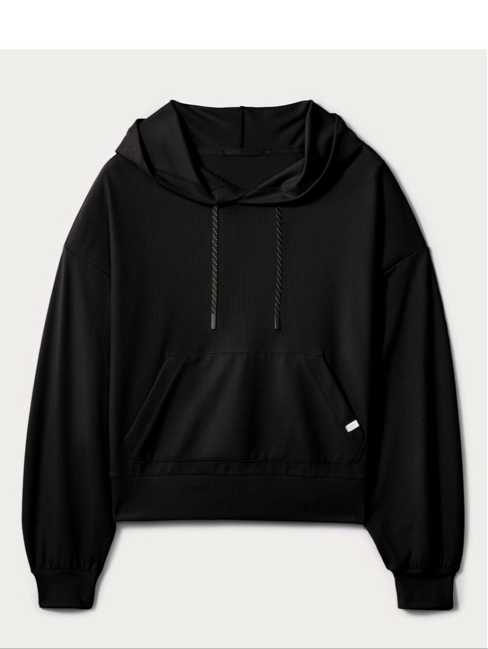 Rhone Ripple Hoodie Black Ribbed Athletic Sweatshirt Womens Large New